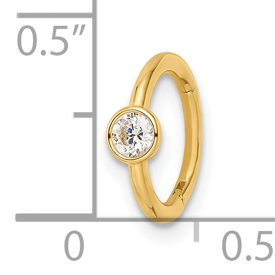 14k 16 Gauge Polished CZ Cartilage Ring