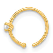 14K 20 Gauge CZ Hoop Nose Ring Body Jewelry