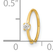 14K 20 Gauge CZ Hoop Nose Ring Body Jewelry