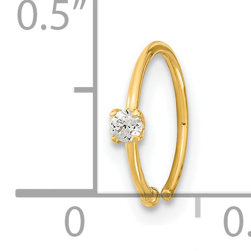 14K 20 Gauge CZ Hoop Nose Ring Body Jewelry