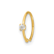 14K 20 Gauge CZ Hoop Nose Ring Body Jewelry
