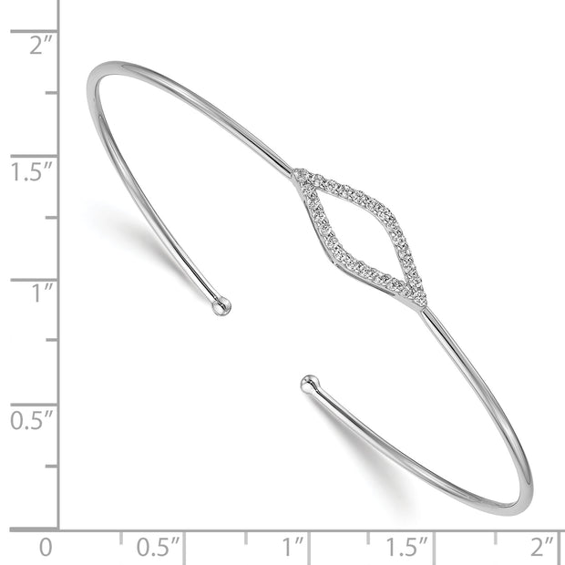14k White Gold Flexible Diamond Cuff Bangle