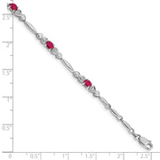 10k White Gold Diamond and Ruby Bracelet