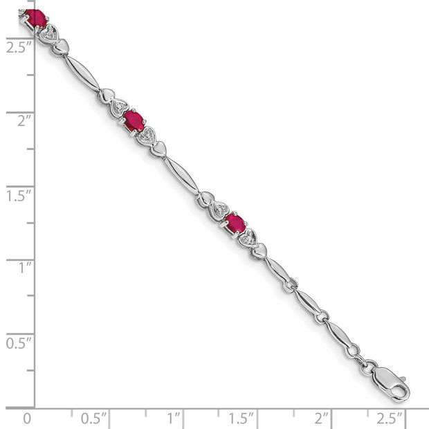 10k White Gold Diamond and Ruby Bracelet