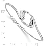 14k White Gold Fancy Round Diamond 7in w/.5in ext Bracelet