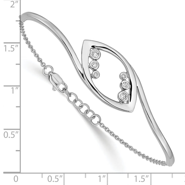 14k White Gold Fancy Round Diamond 7in w/.5in ext Bracelet
