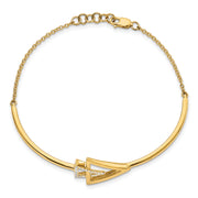 14k Polished Triangle Diamond 7in w/.5in ext Bracelet