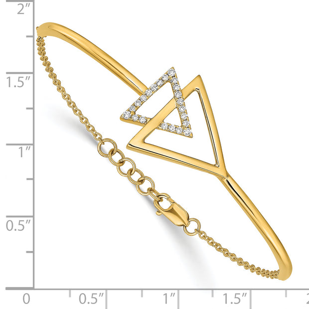 14k Polished Triangle Diamond 7in w/.5in ext Bracelet