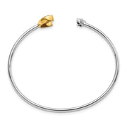 14k Two-tone Moon w/Star Diamond Cuff Bangle