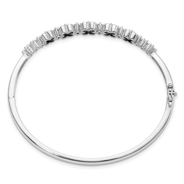 14K White Gold Lab Grown Dia. VS/SI FGH Cr. Ruby Bangle Bracelet