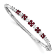 14K White Gold Lab Grown Dia. VS/SI FGH Cr. Ruby Bangle Bracelet