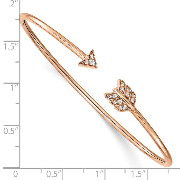14k Rose Gold Diamond Arrow Cuff Bangle
