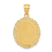 14k Solid Satin Polished Leo Zodiac Oval Pendant