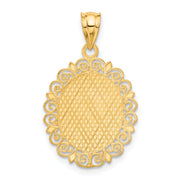 14k Solid Satin Polished Scorpio Zodiac Oval Pendant