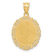 14k Solid Satin Polished Capricorn Zodiac Oval Pendant