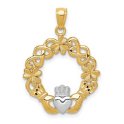 14k Rhodium Claddagh Pendant