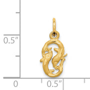 14k Satin Diamond-cut Pisces Zodiac Charm