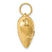 14K Polished and Hammered 3-D Heart Pendant