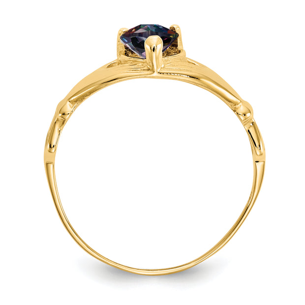 14k CZ June Birthstone Claddagh Heart Ring