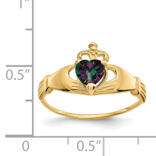 14k CZ June Birthstone Claddagh Heart Ring