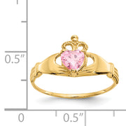 14k CZ October Birthstone Claddagh Heart Ring