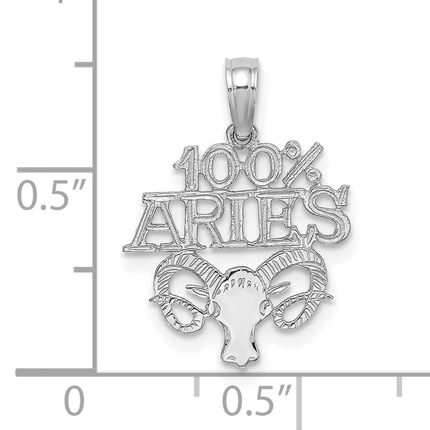 14k WG 100% ARIES Zodiac Charm