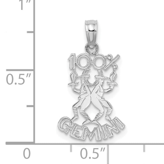 14k WG 100% GEMINI Zodiac Charm