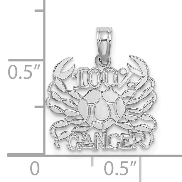 14k WG 100% CANCER Zodiac Charm