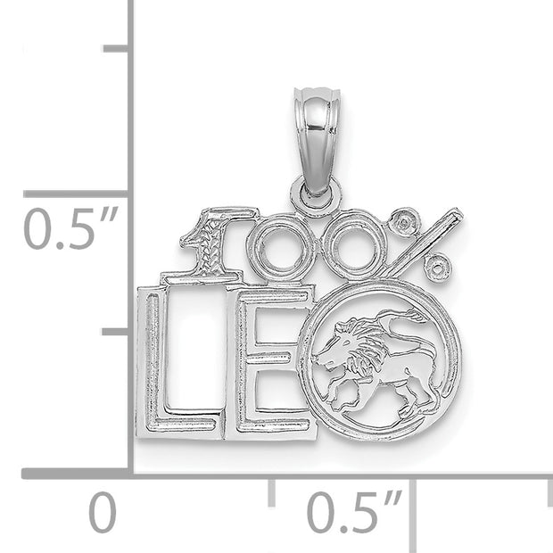 14k WG 100% LEO Zodiac Charm