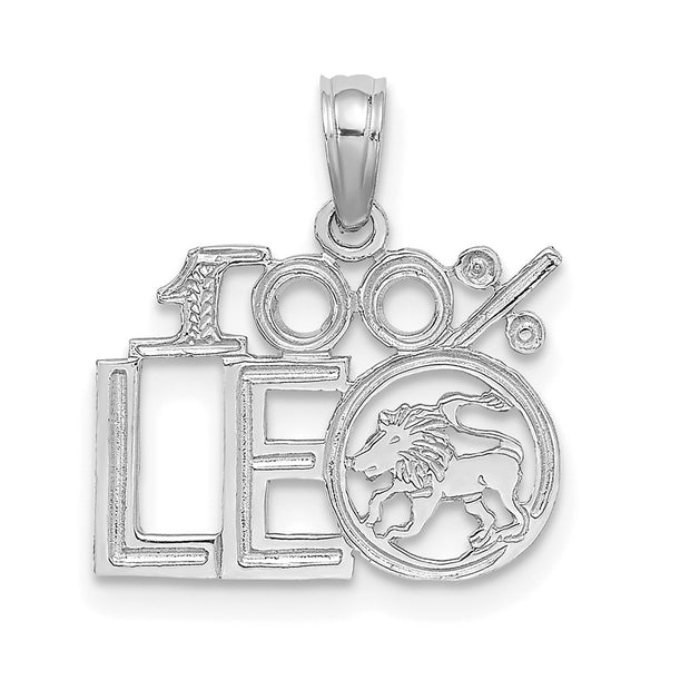 14k WG 100% LEO Zodiac Charm