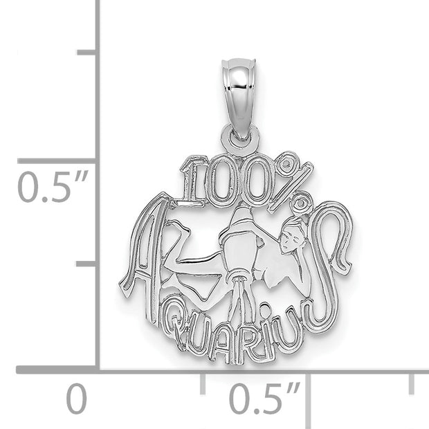 14k WG 100% AQUARIUS Zodiac Charm