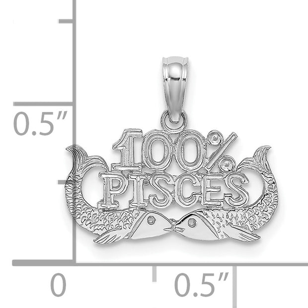 14k WG 100% PISCES Zodiac Charm