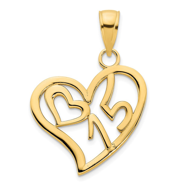 14k  &num;15 Heart Pendant