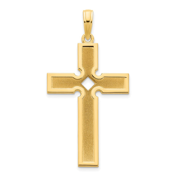 14k Polished and Satin Cross Pendant