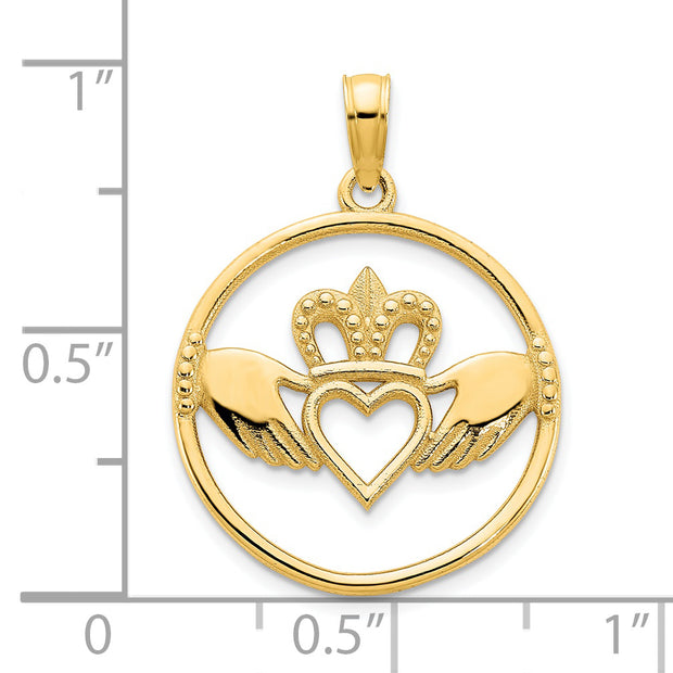 14k Claddagh Circle Pendant