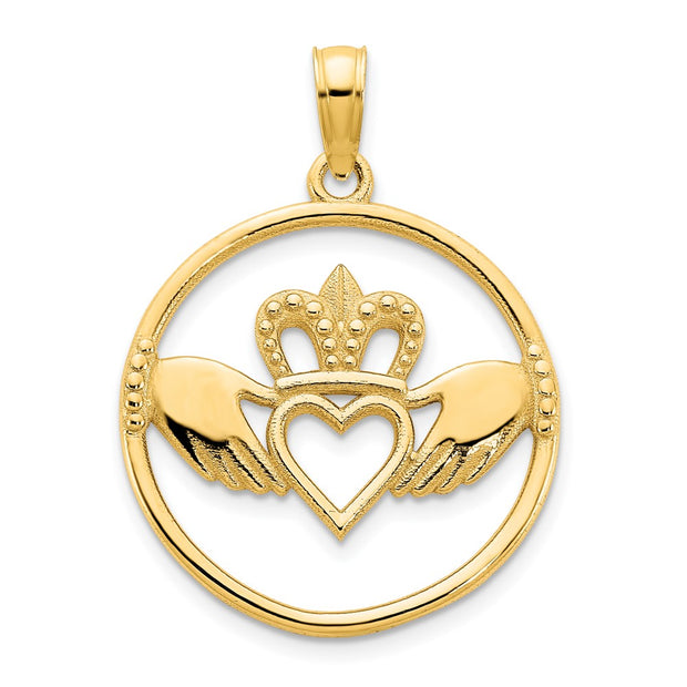 14k Claddagh Circle Pendant