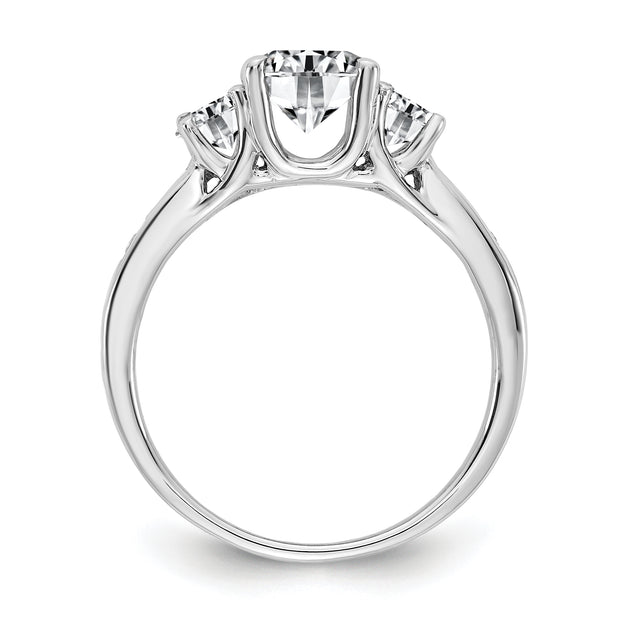 14kw 1.50ct. Three Stone with Side Stones G H I True Light Moissanite Ring