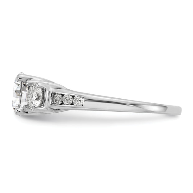 14kw 1.50ct. Three Stone with Side Stones G H I True Light Moissanite Ring