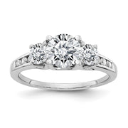 14kw 1.50ct. Three Stone with Side Stones G H I True Light Moissanite Ring