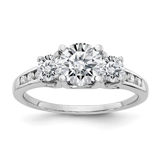 14kw 1.50ct. Three Stone with Side Stones G H I True Light Moissanite Ring