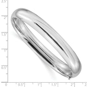 14k White Gold High Polished 10.00mm Hinged Bangle