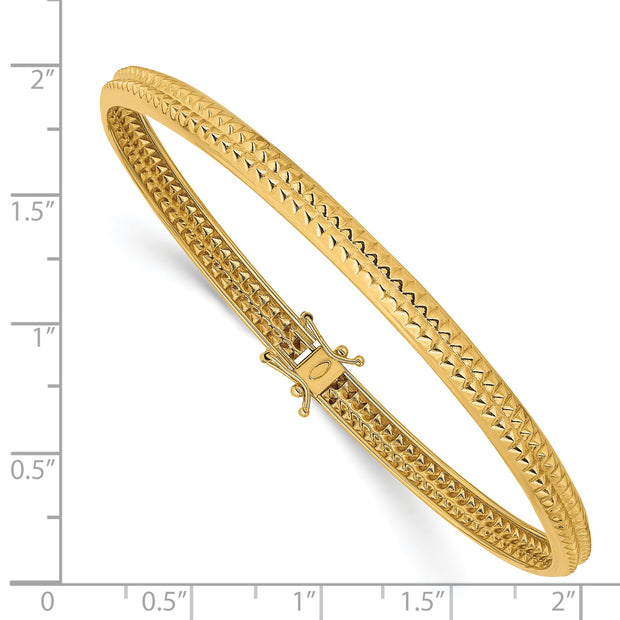 14k Yellow Gold Polished Textured Flexible Bangle