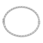 14k WG Polished Textured Hinged Bangle Bracelet