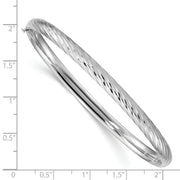 14k White Gold 3/16 Textured Hinged Bangle