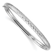 14k White Gold 3/16 Textured Hinged Bangle