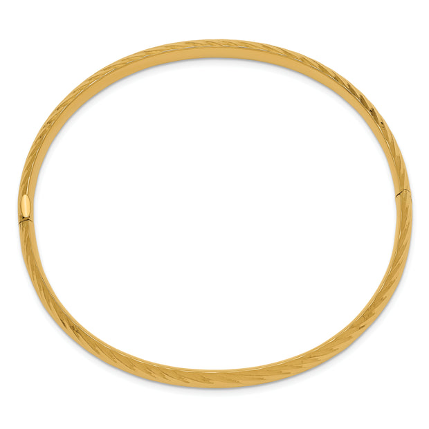 14k 4/16 Textured Hinged Bangle