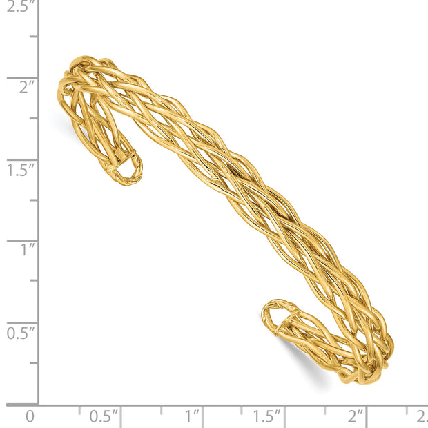 14k Polished Woven Cuff Bangle