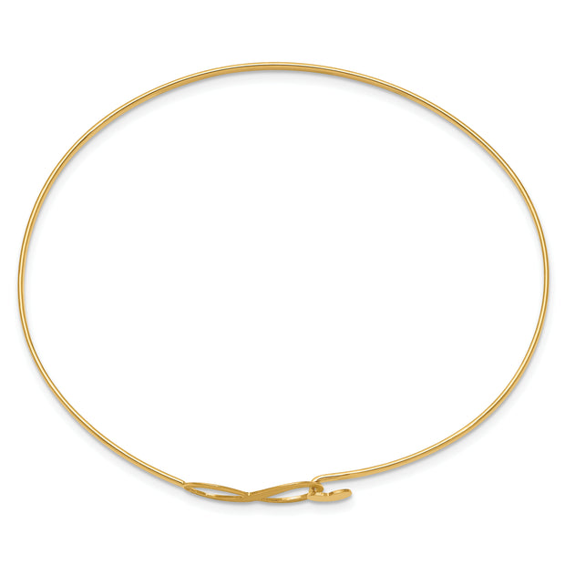14K Brushed and Polished Infinity Heart Flexible Bangle