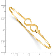 14K Brushed and Polished Infinity Heart Flexible Bangle