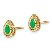 14k Pear Emerald Post Earrings